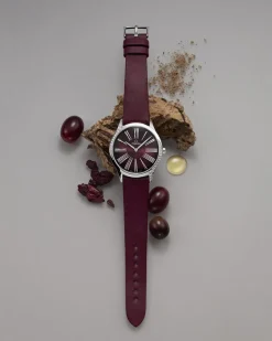 Burgundy vegan strap with pin buckle^OMEGA Hot