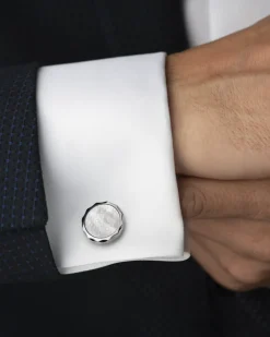 Cufflinks, mother‑of‑pearl, stainless steel^OMEGA New