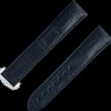 Dark blue alligator leather strap with foldover clasp^OMEGA Clearance