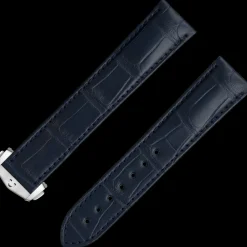 Dark blue alligator leather strap with foldover clasp^OMEGA Clearance
