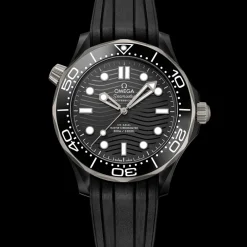 43.5 mm, black ceramic on rubber strap^OMEGA Clearance