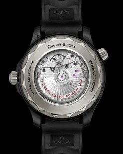 43.5 mm, black ceramic on rubber strap^OMEGA Clearance