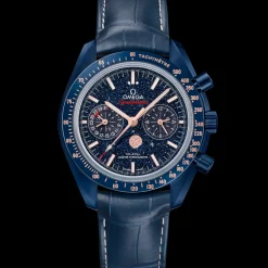 44.25 mm, blue ceramic on leather strap^OMEGA Fashion