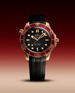 42 mm, Bronze gold on rubber strap^OMEGA New