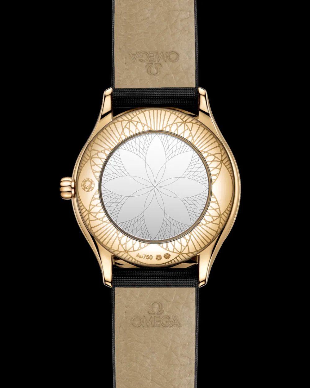 26 mm, Moonshine™ gold on fabric strap^OMEGA Fashion