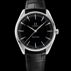 39.5 mm, platinum on leather strap^OMEGA Hot