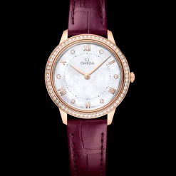 30 mm, Sedna™ gold on leather strap^OMEGA New