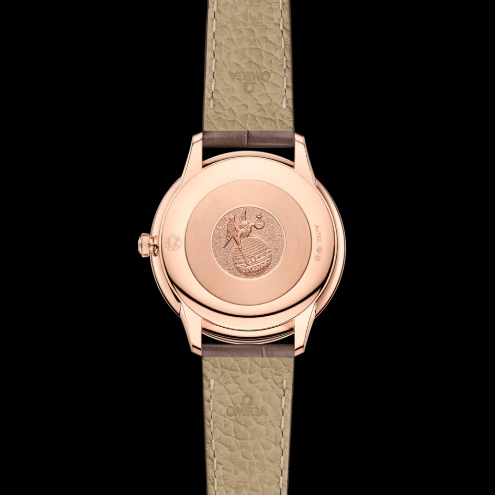 30 mm, Sedna™ gold on leather strap^OMEGA Best