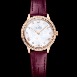 27.5 mm, Sedna™ gold on leather strap^OMEGA New