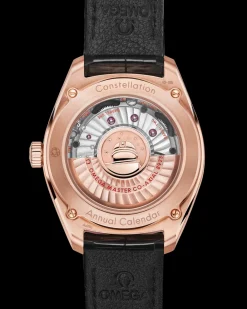 41 mm, Sedna™ gold on leather strap^OMEGA New