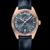 41 mm, Sedna™ gold on leather strap^OMEGA Hot