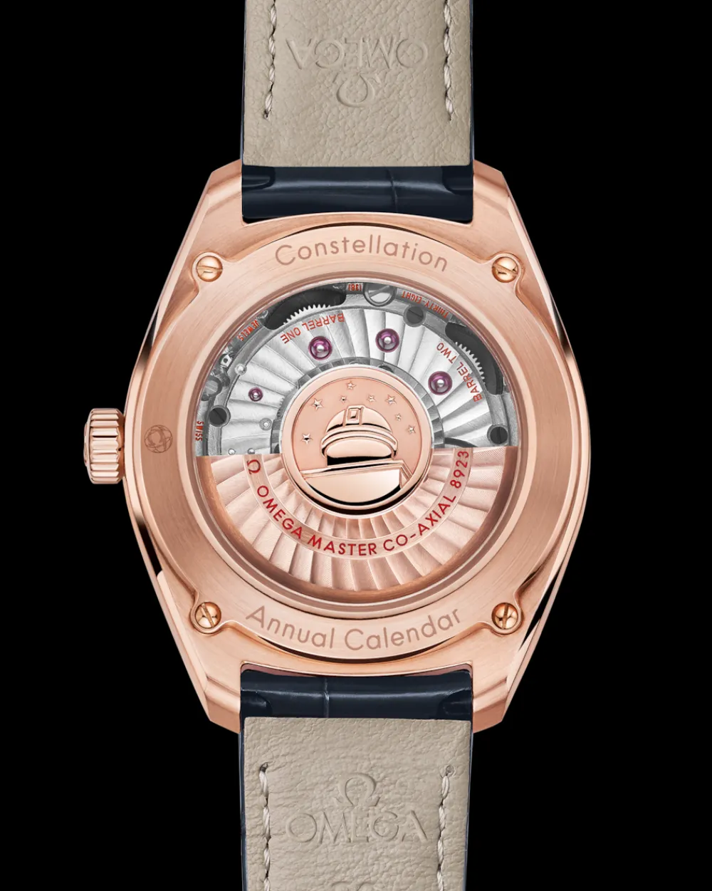 41 mm, Sedna™ gold on leather strap^OMEGA Hot