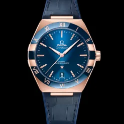 41 mm, Sedna™ gold on leather strap^OMEGA Outlet