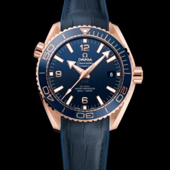 43.5 mm, Sedna™ gold on leather strap with rubber lining^OMEGA Fashion