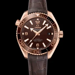 39.5 mm, Sedna™ gold on leather strap with rubber lining^OMEGA Discount