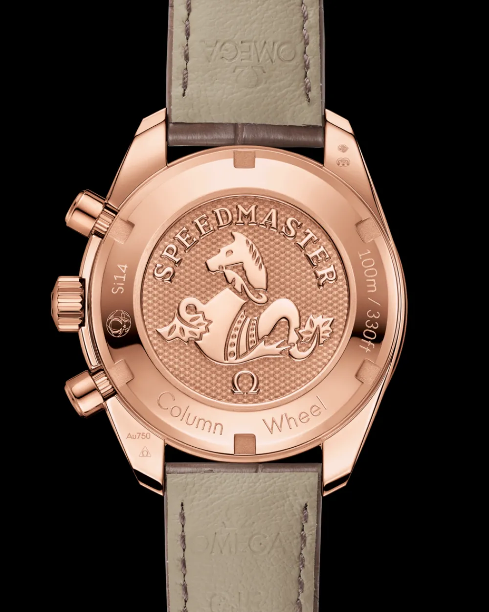38 mm, Sedna™ gold on leather strap^OMEGA Outlet