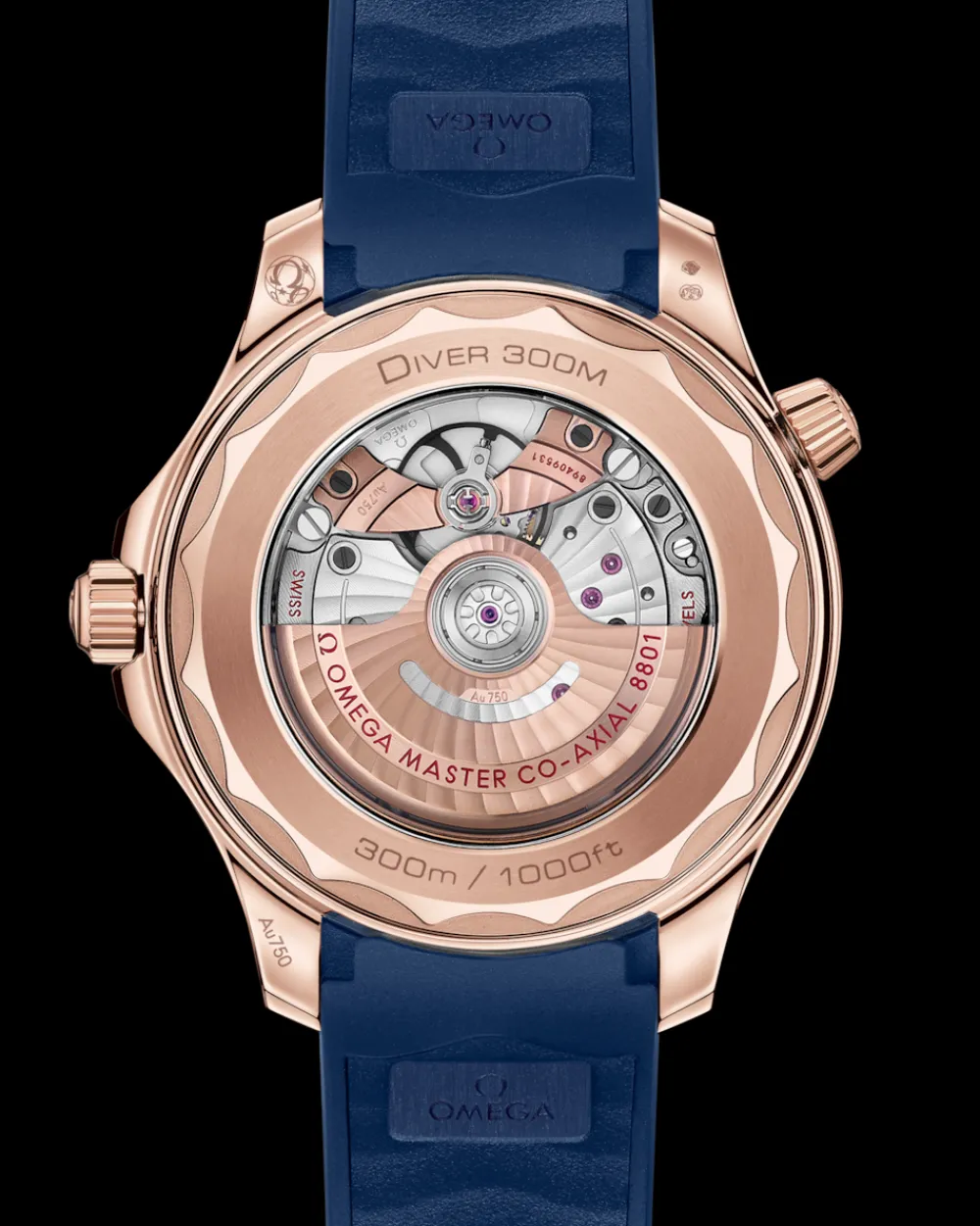 42 mm, Sedna™ gold on rubber strap^OMEGA New