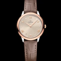 27.5 mm, steel ‑ Sedna™ gold on leather strap^OMEGA Sale