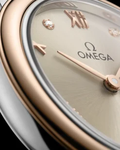 27.5 mm, steel ‑ Sedna™ gold on leather strap^OMEGA Sale