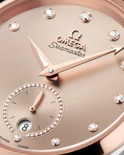 38 mm, steel ‑ Sedna™ gold on leather strap^OMEGA New