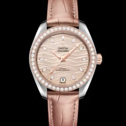 34 mm, steel ‑ Sedna™ gold on leather strap^OMEGA Best