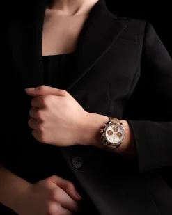 38 mm, steel ‑ Sedna™ gold on leather strap^OMEGA New