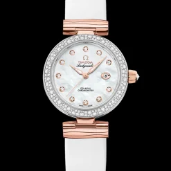 34 mm, steel ‑ Sedna™ gold on leather strap^OMEGA Discount