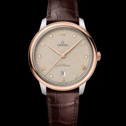 40 mm, steel ‑ Sedna™ gold on leather strap^OMEGA New