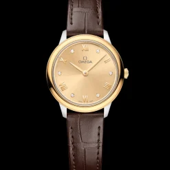 27.5 mm, steel ‑ yellow gold on leather strap^OMEGA Sale