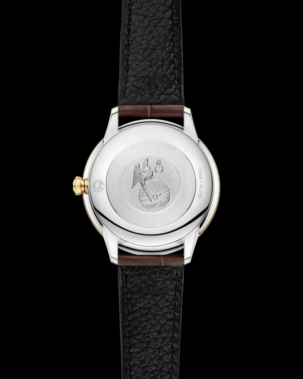 27.5 mm, steel ‑ yellow gold on leather strap^OMEGA Sale