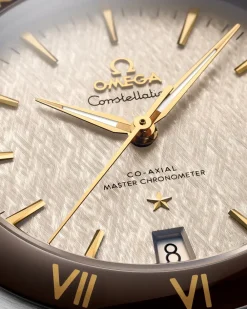 41 mm, steel ‑ yellow gold on leather strap^OMEGA Hot