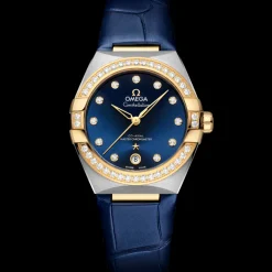 36 mm, steel ‑ yellow gold on leather strap^OMEGA Hot