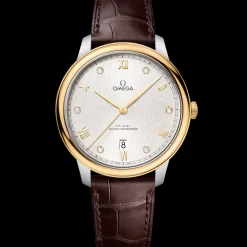 40 mm, steel ‑ yellow gold on leather strap^OMEGA Outlet