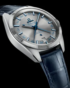 41 mm, steel on leather strap^OMEGA Outlet