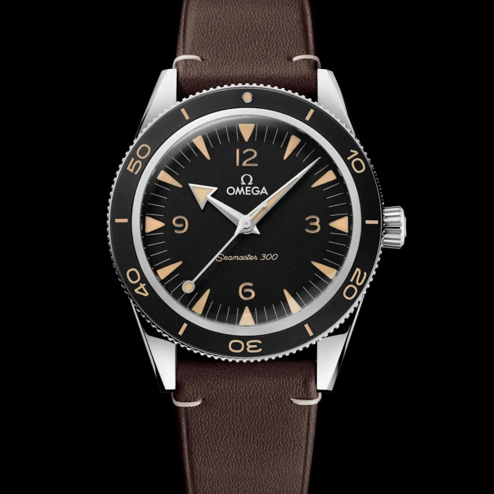 41 mm, steel on leather strap^OMEGA Hot