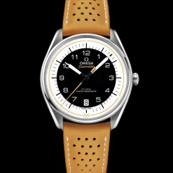 39.5 mm, steel on leather strap^OMEGA Discount