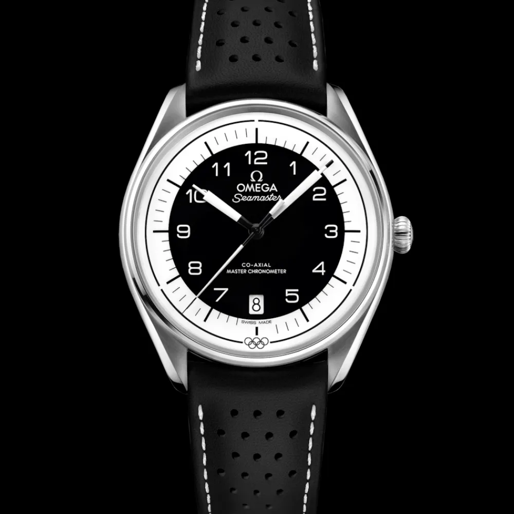 39.5 mm, steel on leather strap^OMEGA Clearance