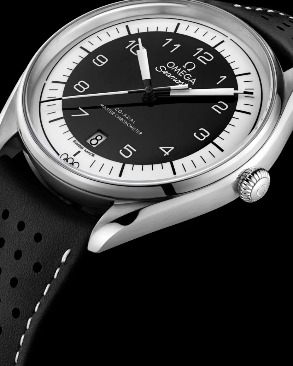 39.5 mm, steel on leather strap^OMEGA Clearance