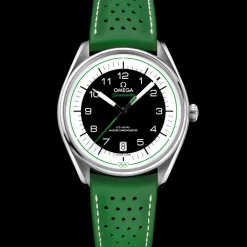 39.5 mm, steel on leather strap^OMEGA New