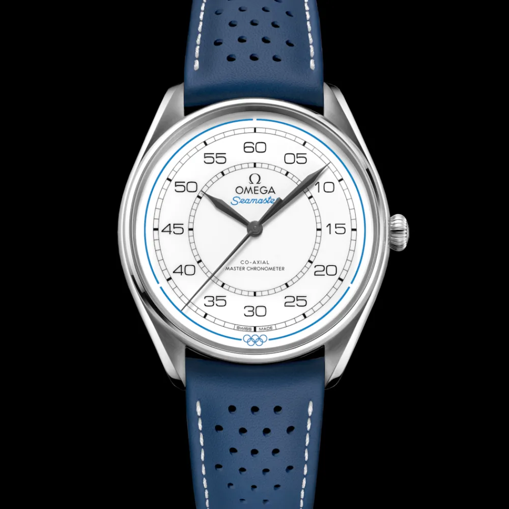 39.5 mm, steel on leather strap^OMEGA Clearance