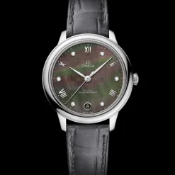 34 mm, steel on leather strap^OMEGA Outlet