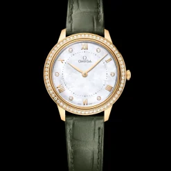 30 mm, yellow gold on leather strap^OMEGA Online