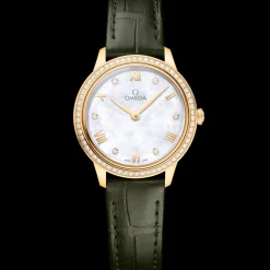 27.5 mm, yellow gold on leather strap^OMEGA Sale