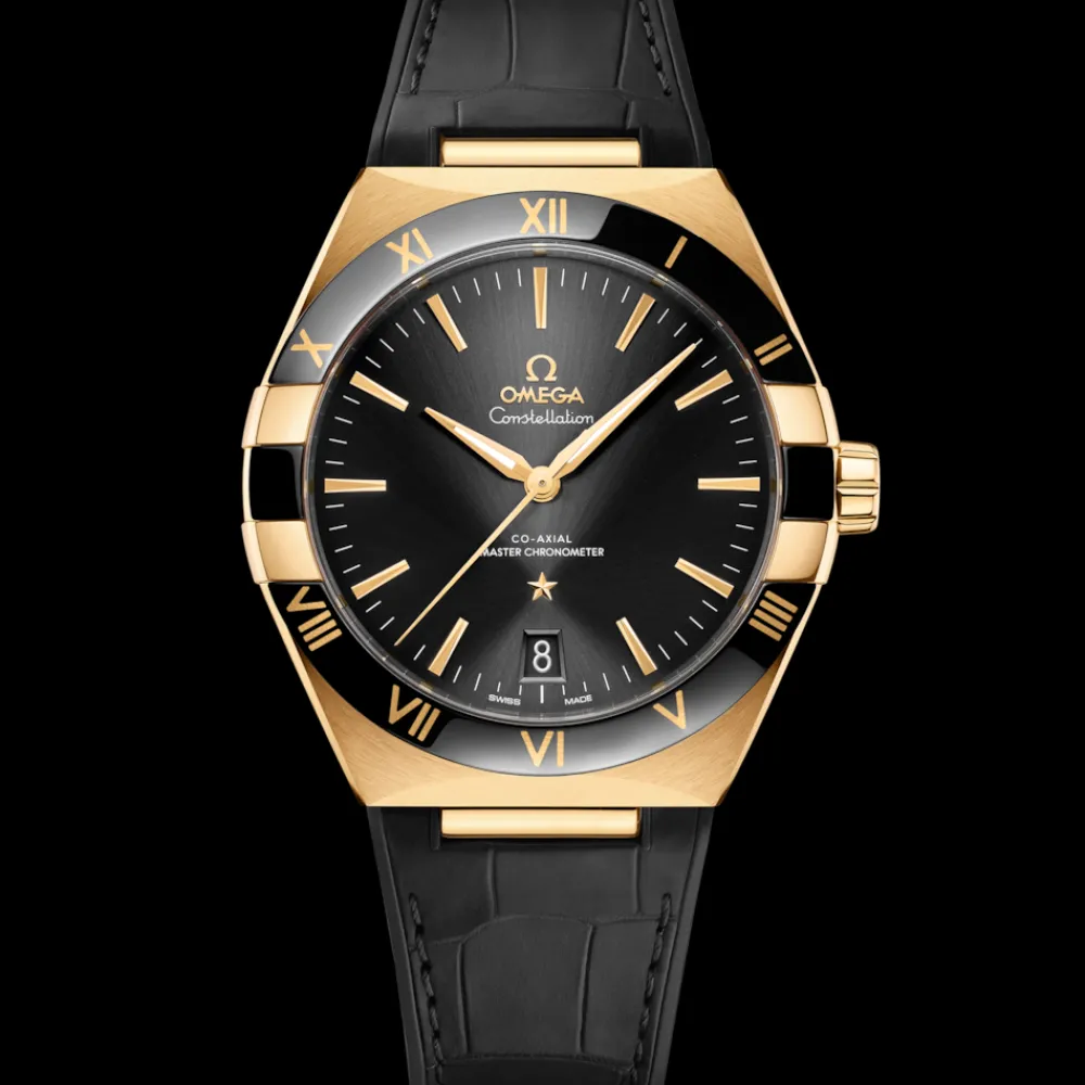 41 mm, yellow gold on leather strap^OMEGA Discount