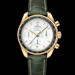38 mm, yellow gold on leather strap^OMEGA Fashion