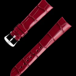 Red alligator leather strap with pin buckle^OMEGA Fashion